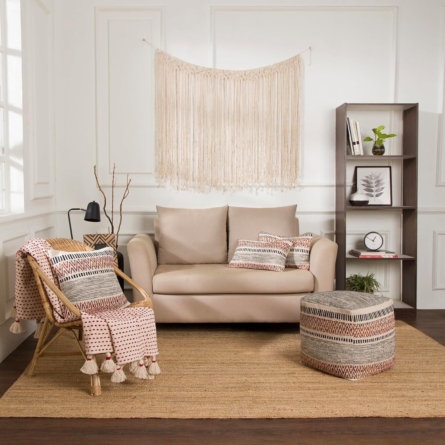 Elegant Bohemian Farmhouse Throw Pillows - 12"x20" Cotton Covers, Set of 2