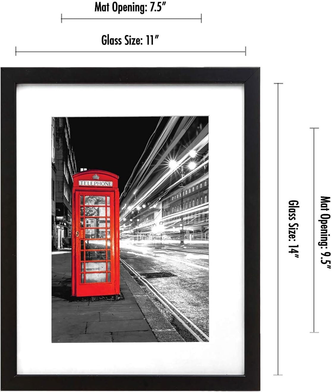 Elegant 11x14 Picture Frame Set of 4 with Shatter-Resistant Glass in Black