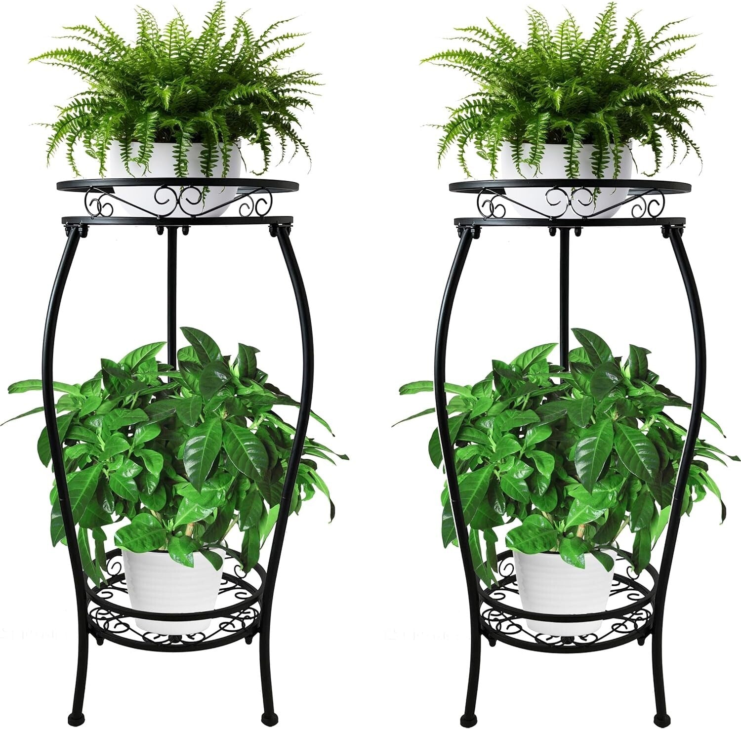CASIMR 2-Pack 26.6'' Tall Metal Plant Stand – Rustproof & Indoor/Outdoor Use