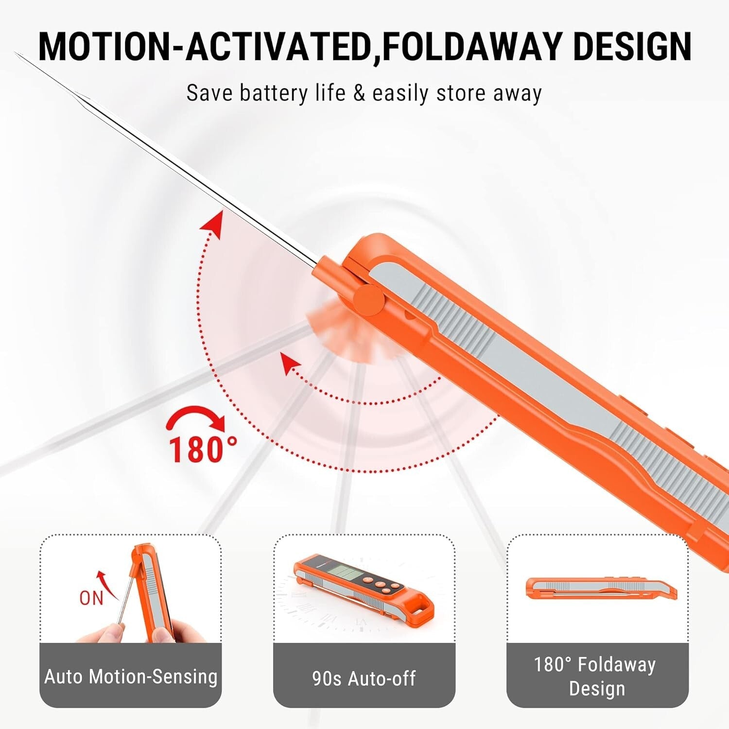 Fast & Accurate 2-in-1 IR Cooking Thermometer with Meat Probe - 572°F Max