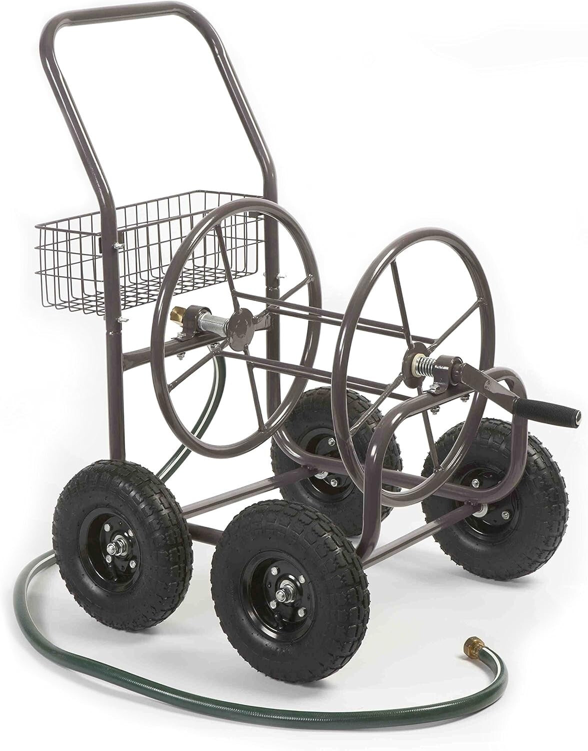 Durable 250' Capacity Water Hose Reel Cart on Four Wheels - Convenient & Stylish