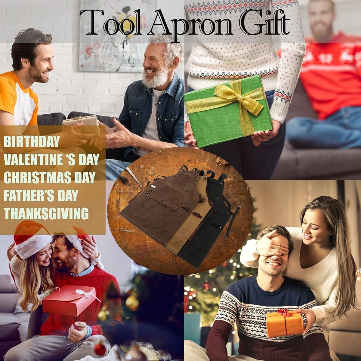 Extra Long Fully Adjustable Waxed Canvas Shop Apron with 6 Pockets for Comfort