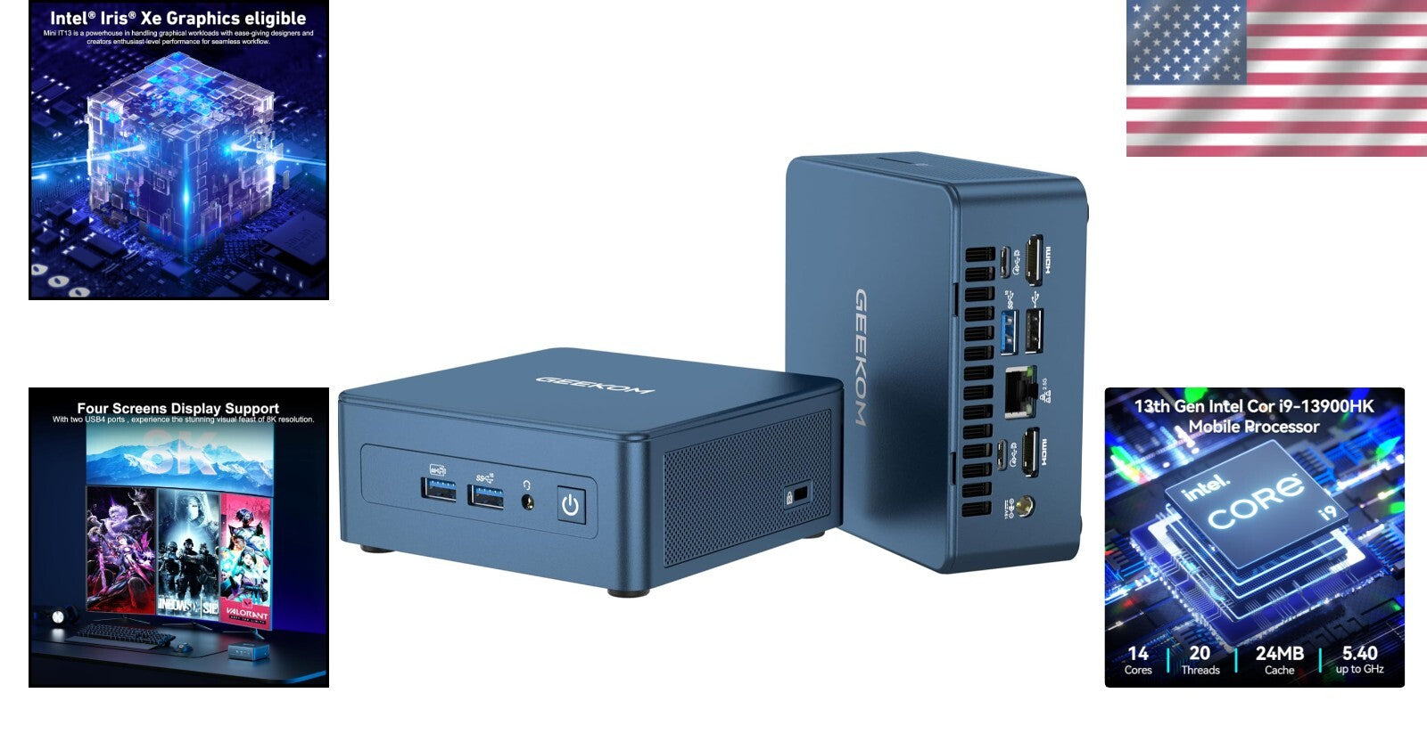 Compact Mini PC IT13 - 14 Cores, 5.4GHz Intel i9, 8K Support & Fast Wi-Fi 6E
