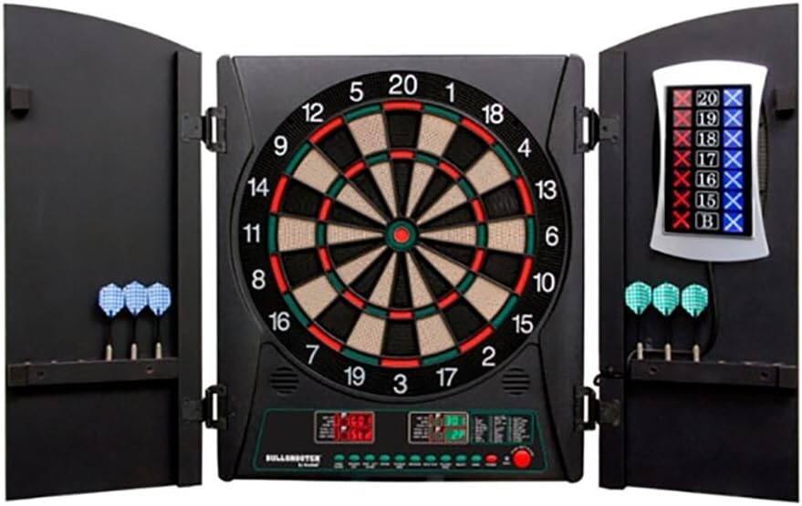 All-in-One Electronic Dartboard Cabinet with Score Displays & Soft-Tip Darts