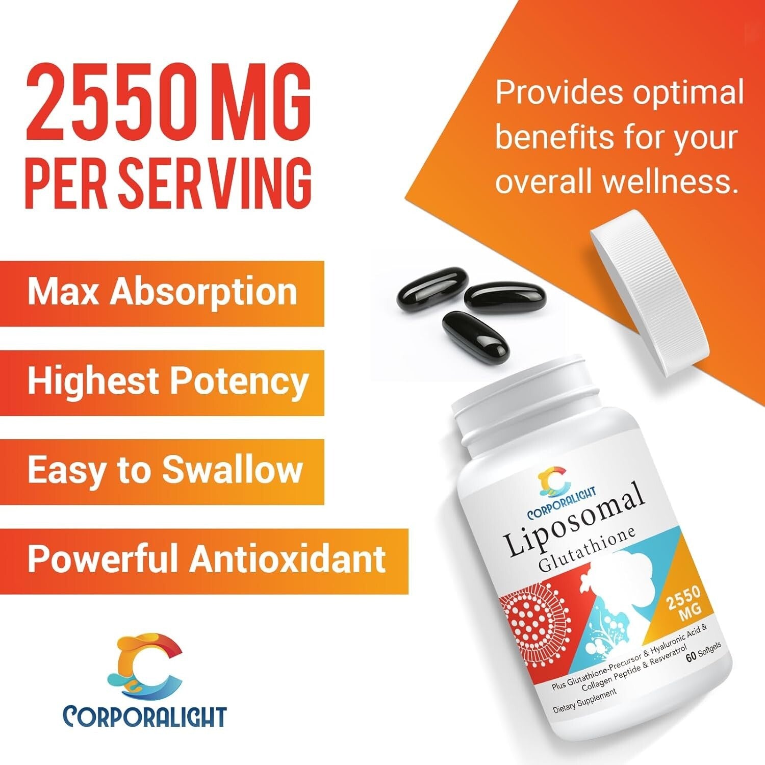 Enhanced Absorption Liposomal Glutathione Softgels – 1500mg of Antioxidant Power