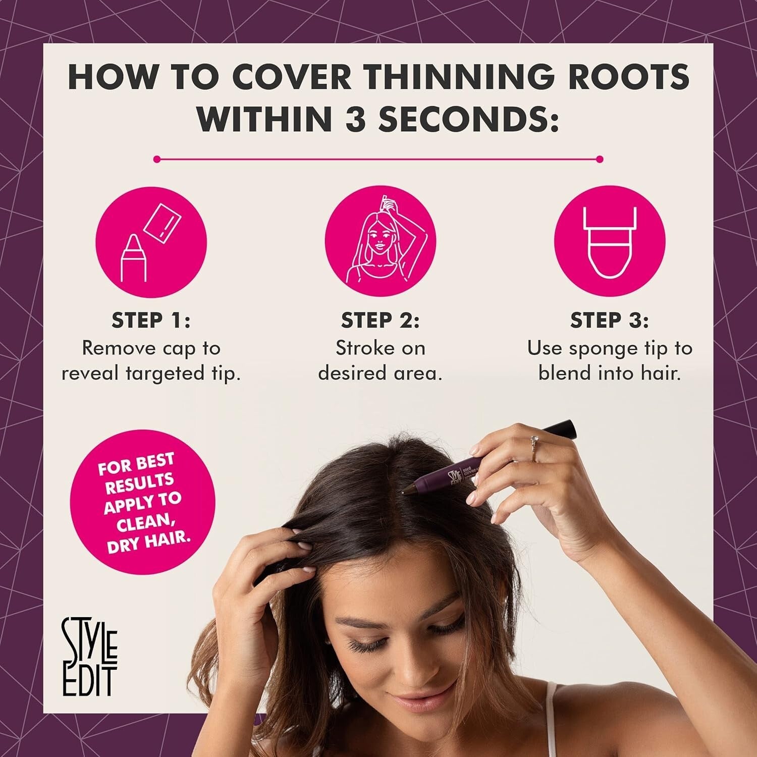 Precision Sponge Tip Dark Brown Hair Root Touch Up Stick for Fast Coverage