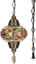 Load image into Gallery viewer, Mediterranean-Style Hanging Pendant Light - Large Mosaic Globe with Switch