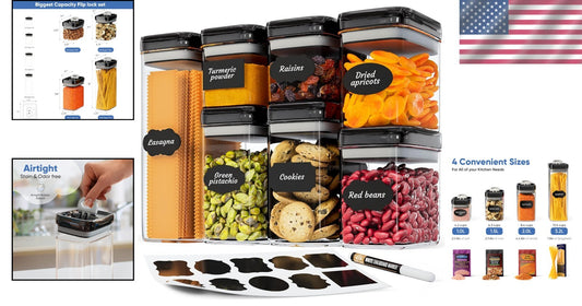 BPA-Free Kitchen Canisters - Extra Volume Airtight Containers with Flip Tops