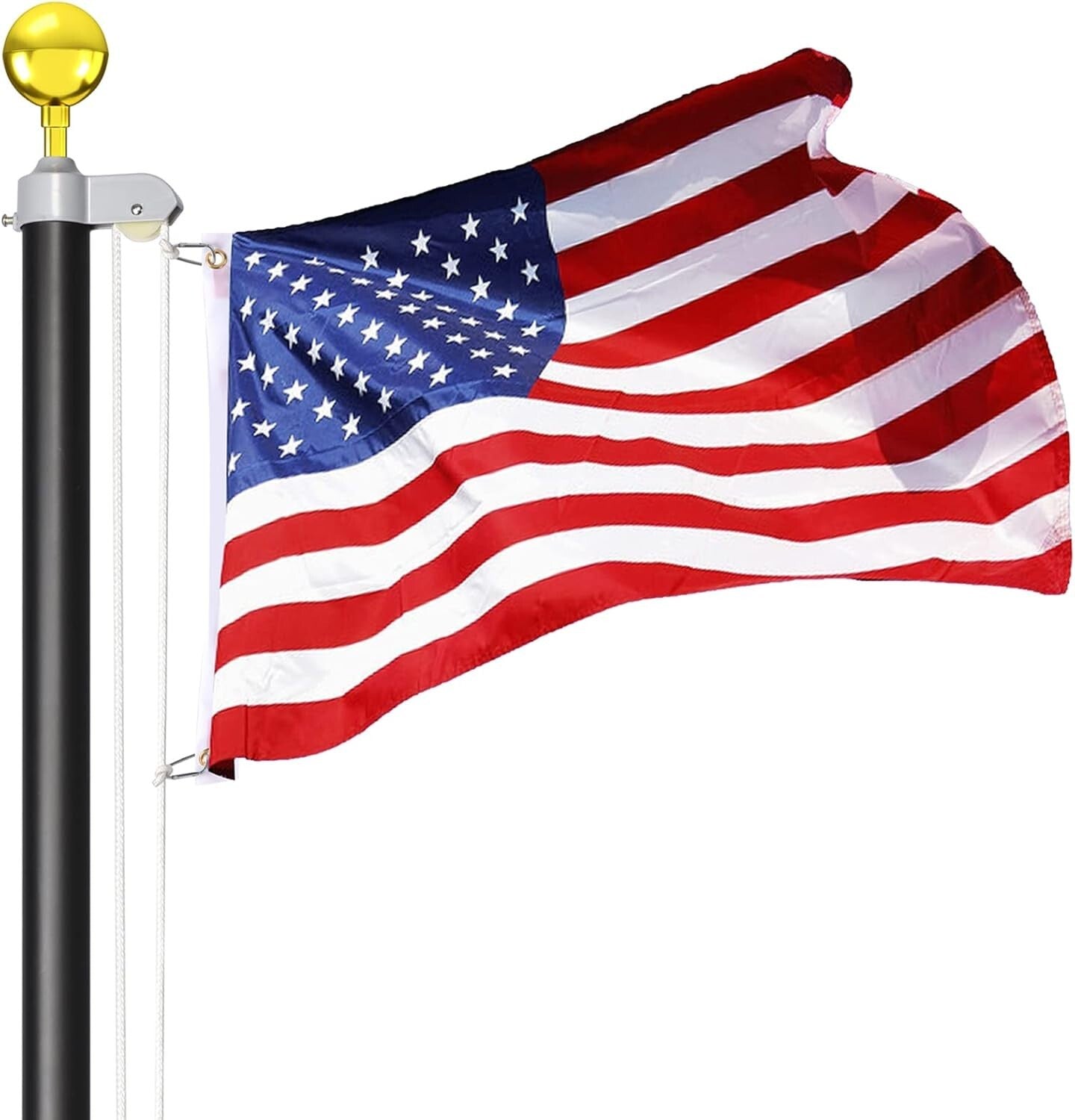 Extra-Thick 25 FT Sectional Flagpole with Free American Flag - Rust-Resistant