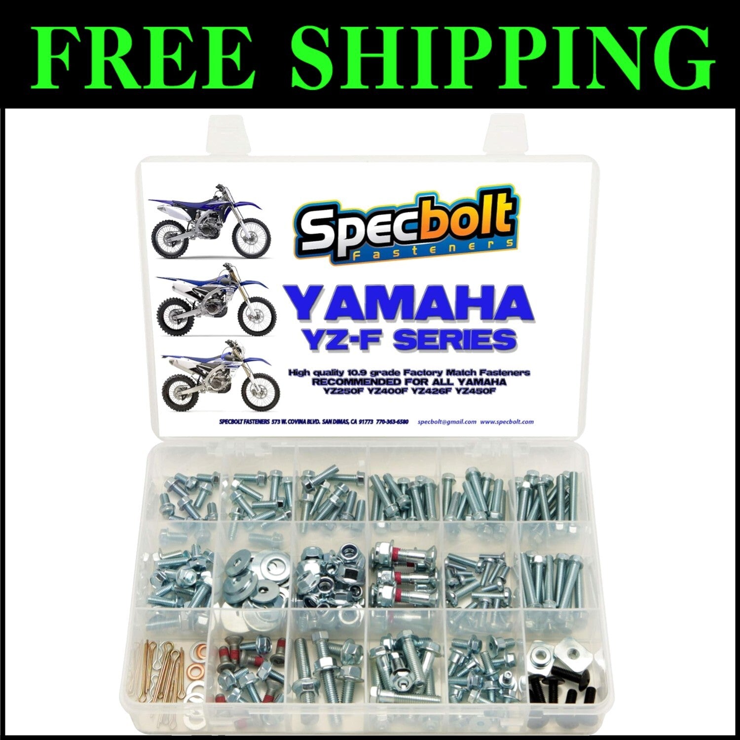 Comprehensive 250-Piece Fastener Set for Yamaha YZF 250, 400, 450 - Zinc Plated