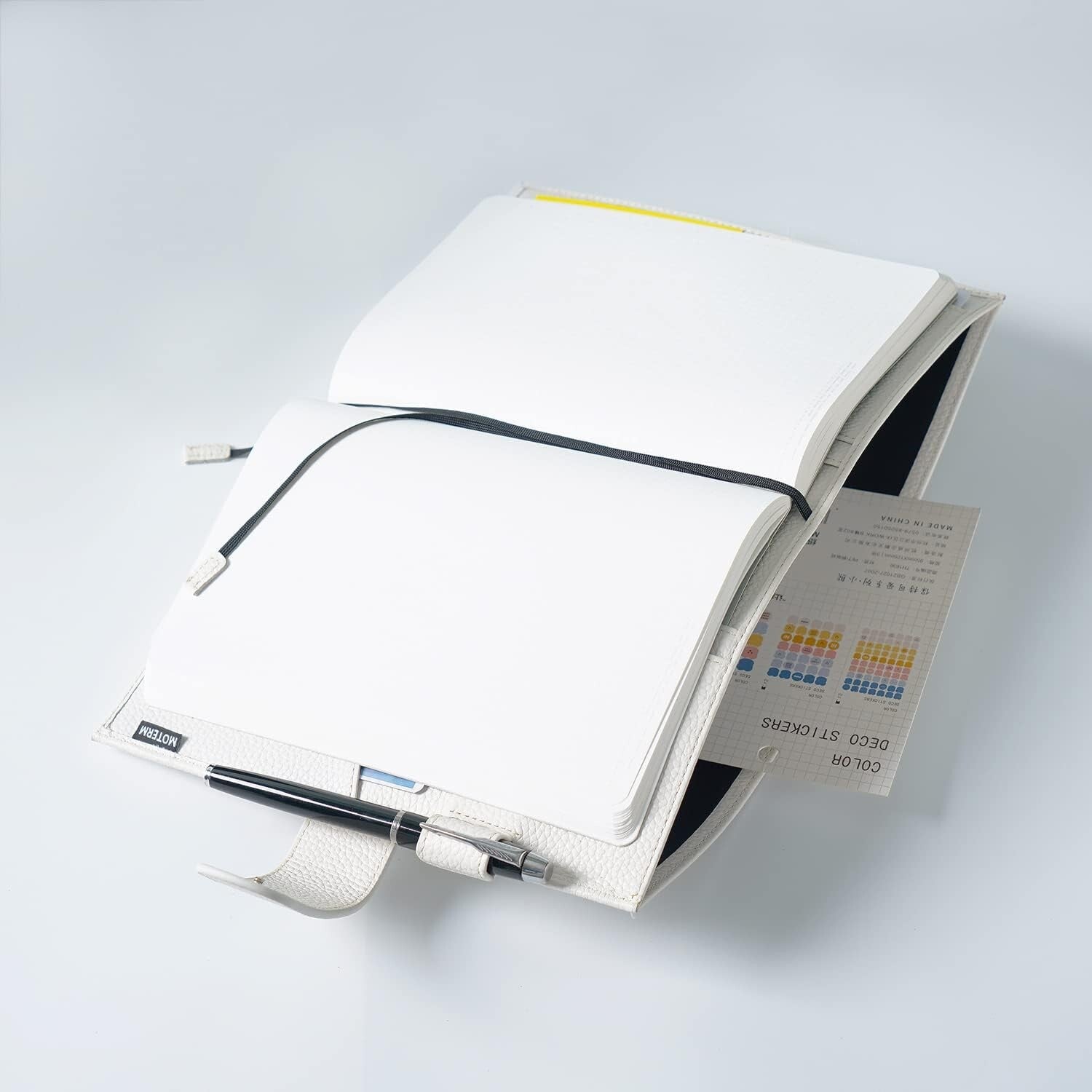 Elegant Pebbled-Cream Leather Cover for A5 Notebooks & Planners - Fits Hobonichi