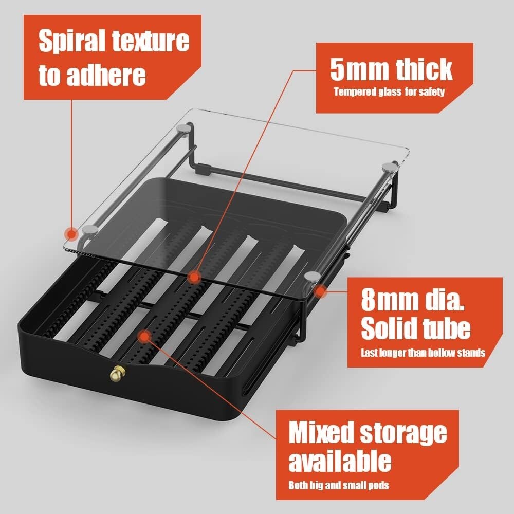 Stylish Nespresso Pod Storage with Quiet Moving Rail - Holds 52 Small Capsules