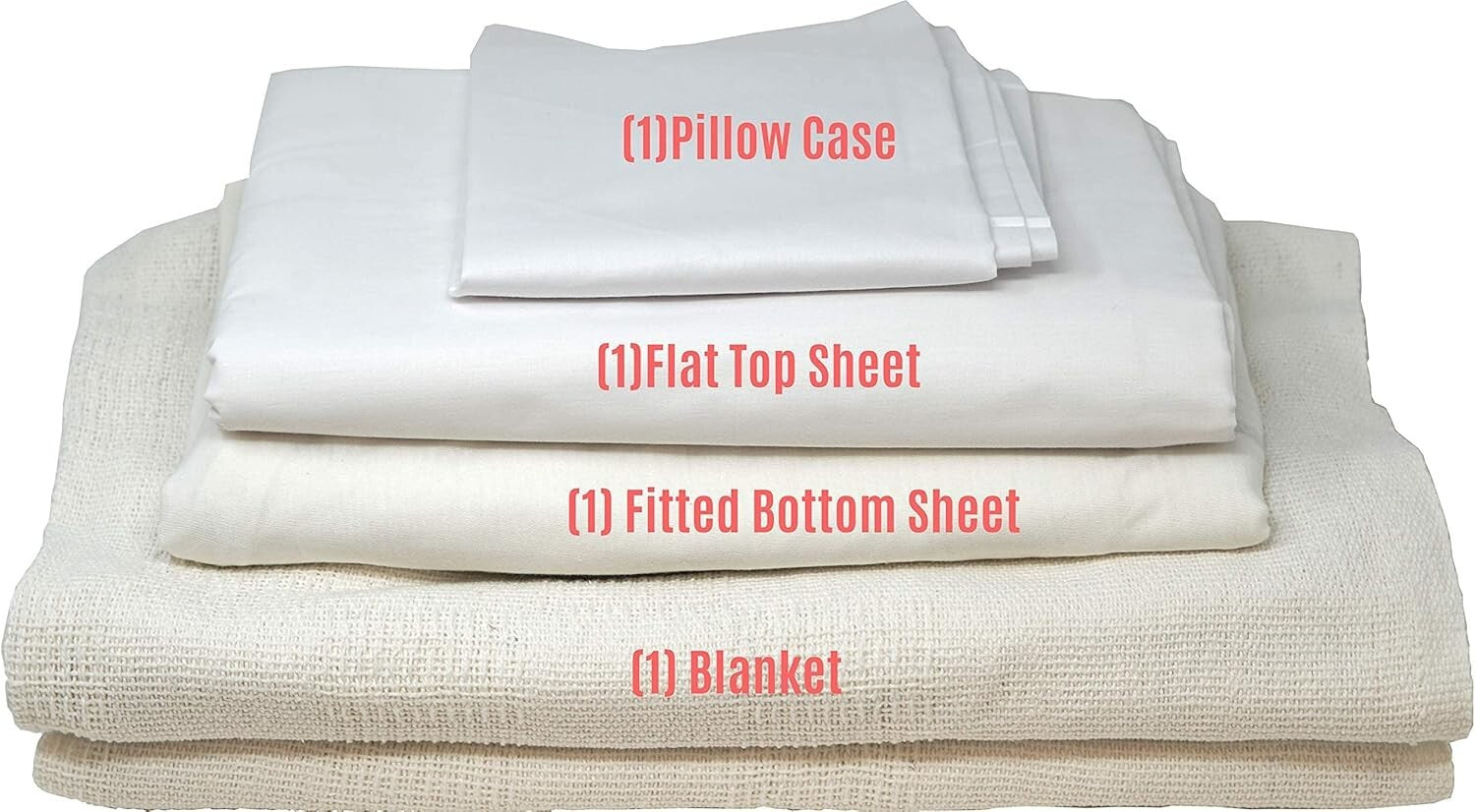 White All-Weather Hospital Bed Linen Set - Fitted Sheet, Pillowcase & Blanket