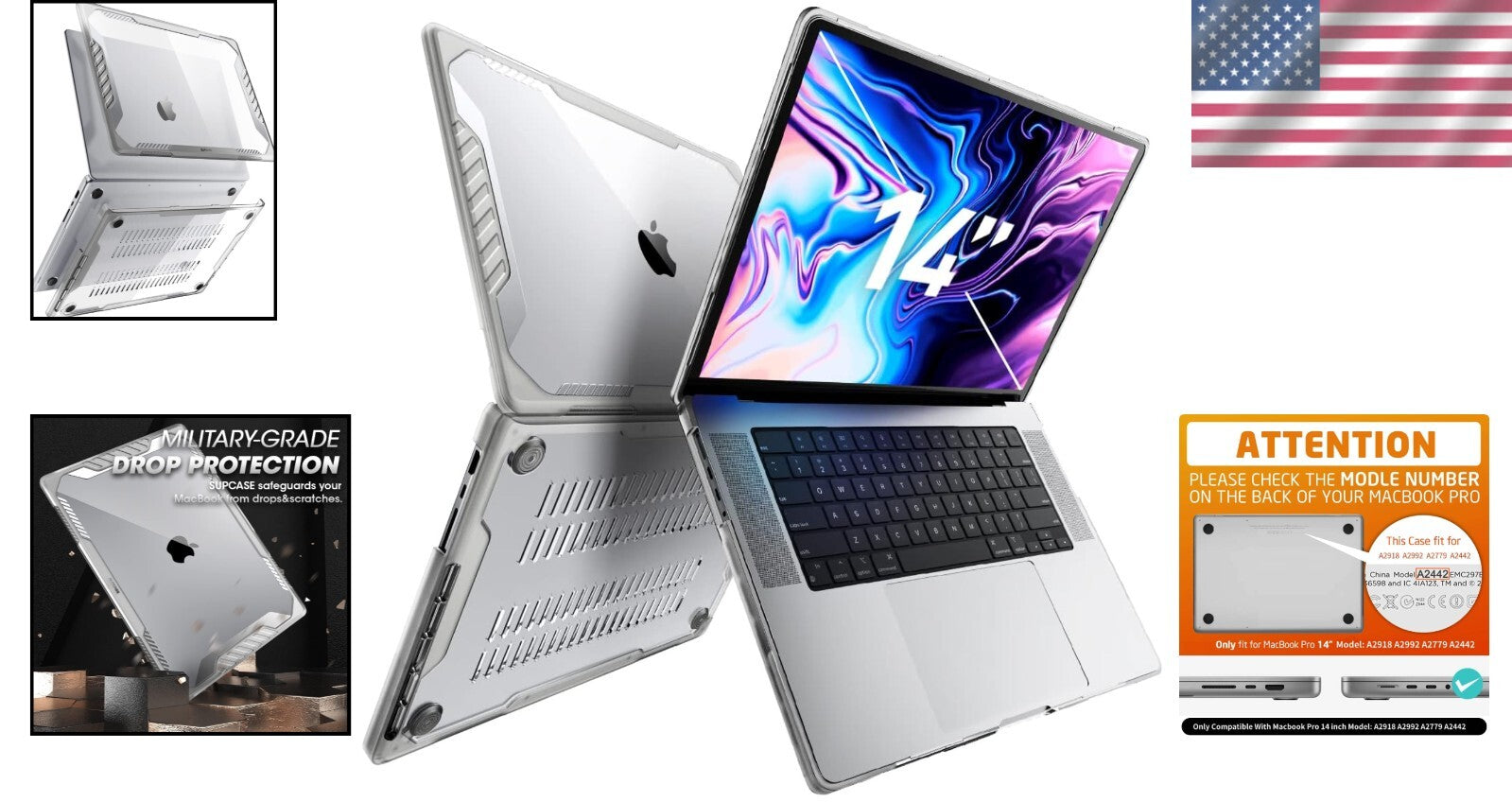 Protective Hard Case for MacBook Pro 14-inch, Light & Durable - Clear Finish