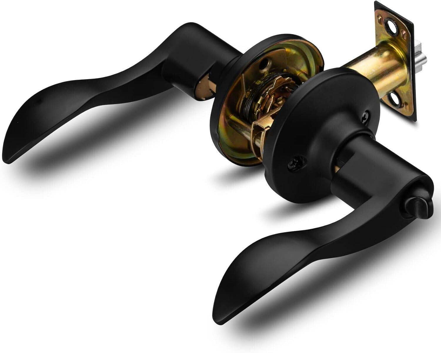 Reversible Iron Black Door Handle with Deadbolt Keyed Alike - Easy Install