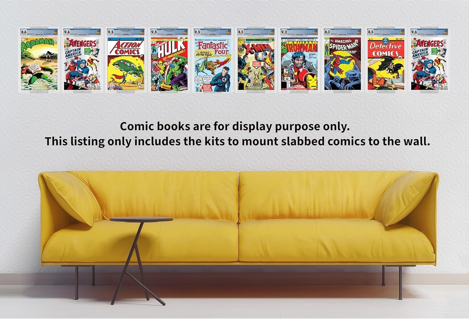 10-Pack Heavy-Duty Comic Book Display Shelf Slab Wall Mount Kit - Clear Finish