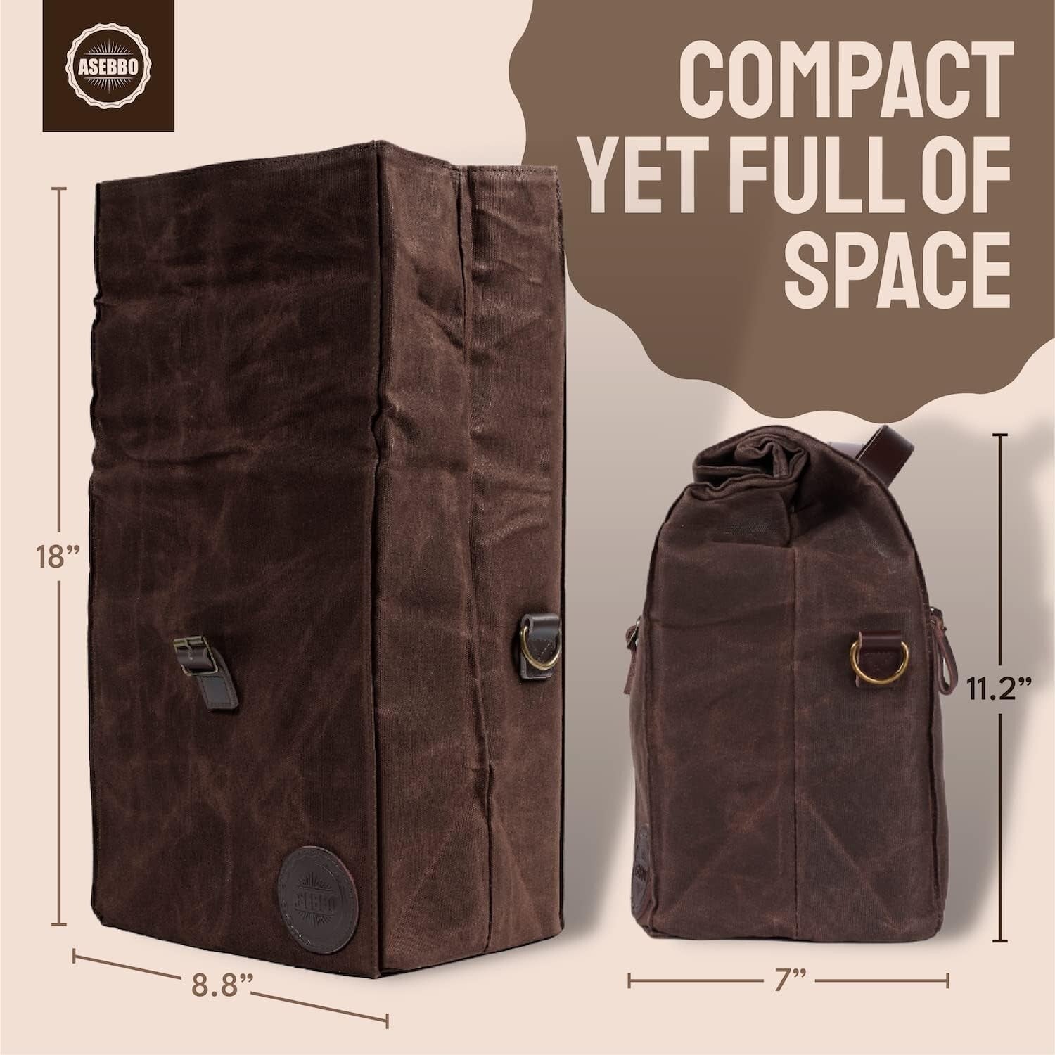 Insulated 10L Waxed Canvas Lunch Bag - Elegant Brown Cooler for Men & Women