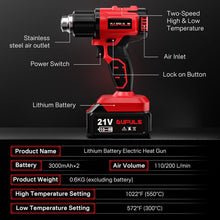 Load image into Gallery viewer, Lightweight and Ergonomic Heat Gun – 2 Rechargable Batteries, 1022℉ Capabilities