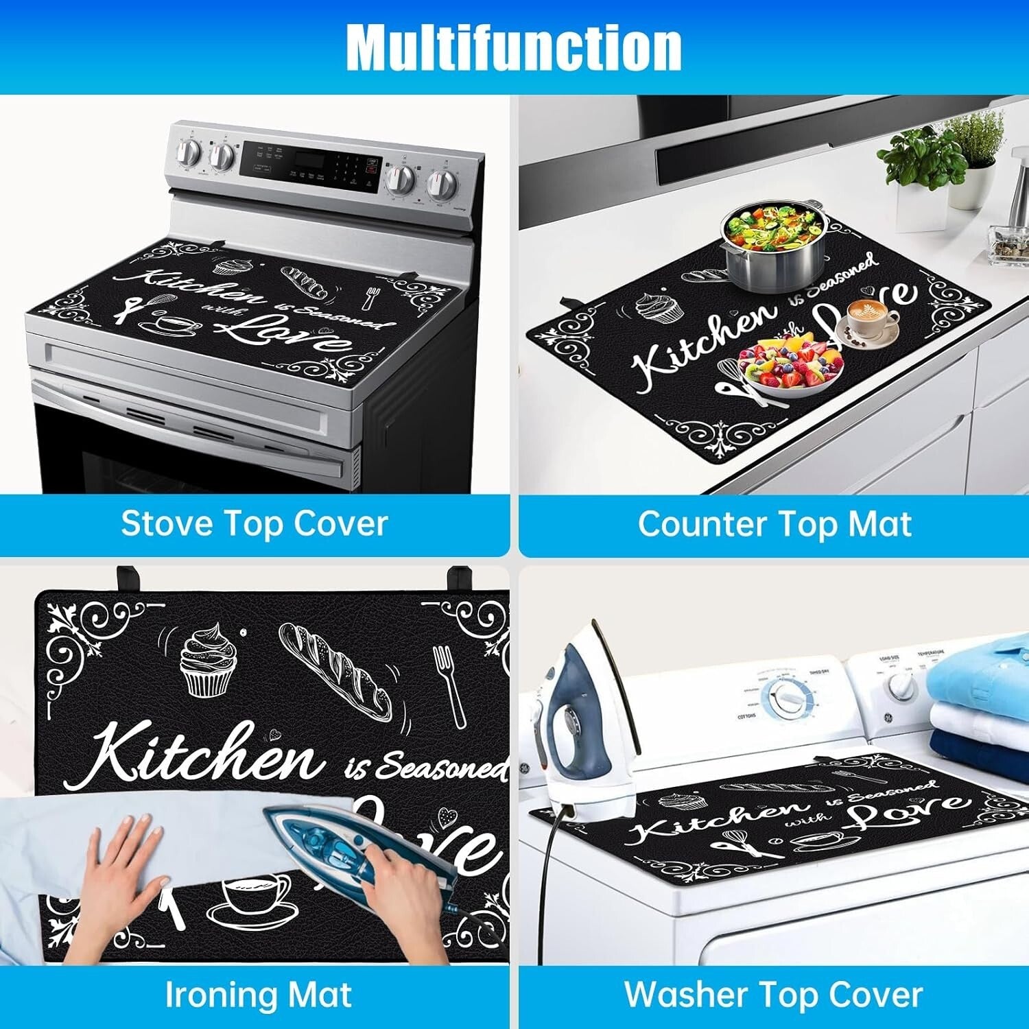 Versatile 28.5x20.5" Stove Top Mat: Heat Insulator, Protector & Ironing Surface
