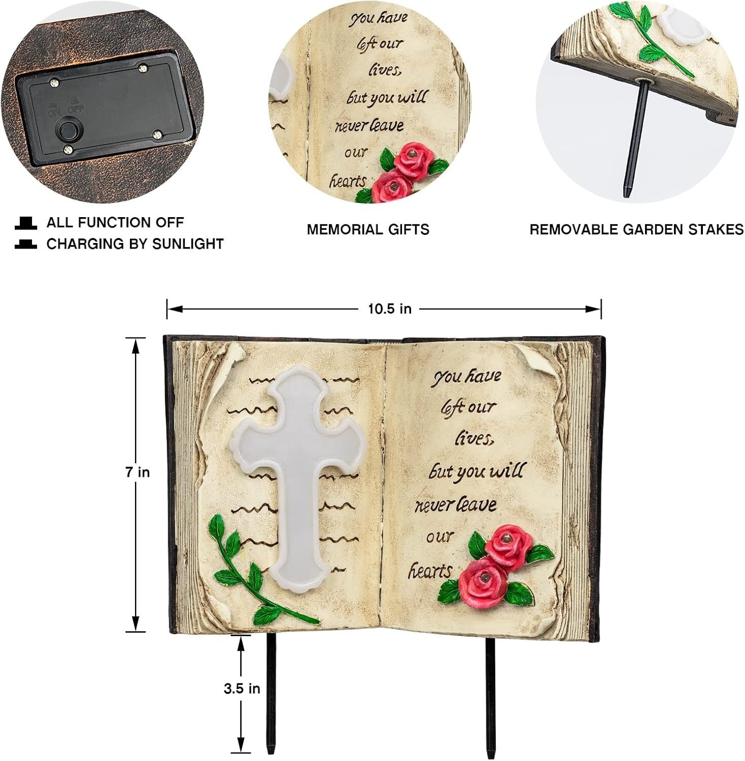 Elegant Solar Bible Cross Garden Stake Lights - Waterproof Memorial Decor