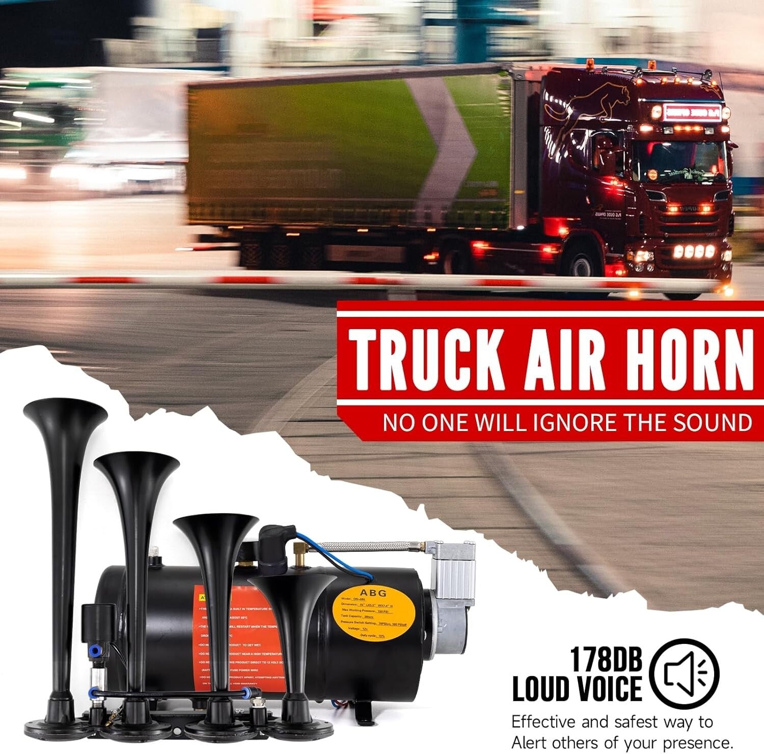 Complete 178dB Train Horn System with Easy Installation - Heavy Duty Durability