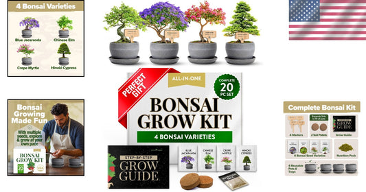Elegant Bonsai Tree Starter Kit: 4 Unique Varieties & In-Depth Grow Guide
