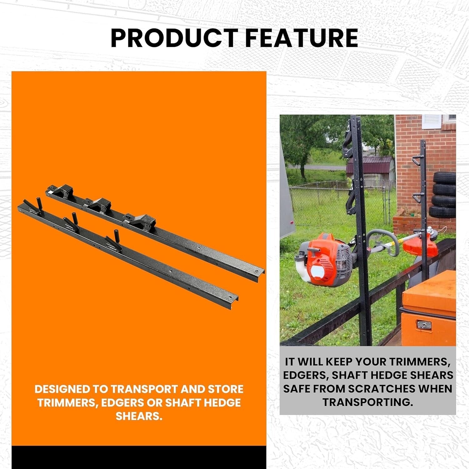 3 Place Locking Trimmer Rack Carrier with Weather-Resistant Steel Construction