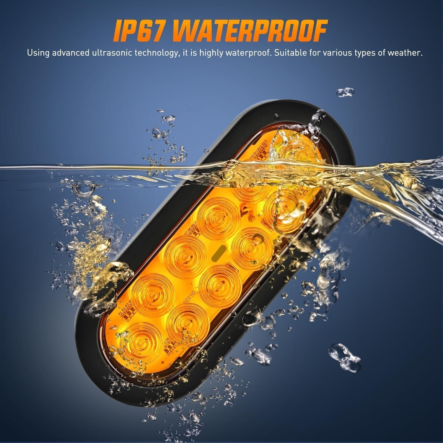 6 LED Trailer Tail Light Set - IP67 Waterproof with Red, Amber & White Lights