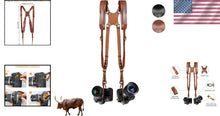 Load image into Gallery viewer, Comfort &amp; Safety: Adjustable Dual Camera Harness for Pro Photographers, Brown