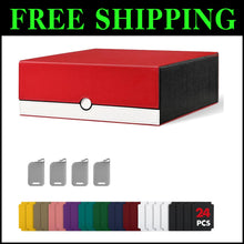 Load image into Gallery viewer, Premium 4-Row Card Storage Box with Magnetic Closure &amp; 24 Colorful Dividers