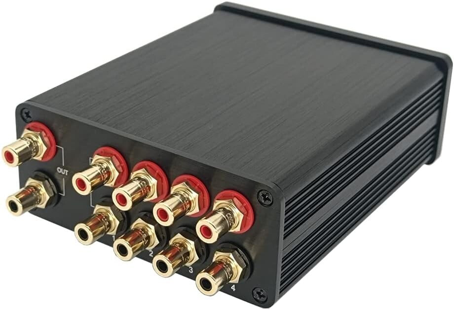 HiFi RCA Switch Stereo Selector - 4 Sources to 1 Output with Gold Connectors