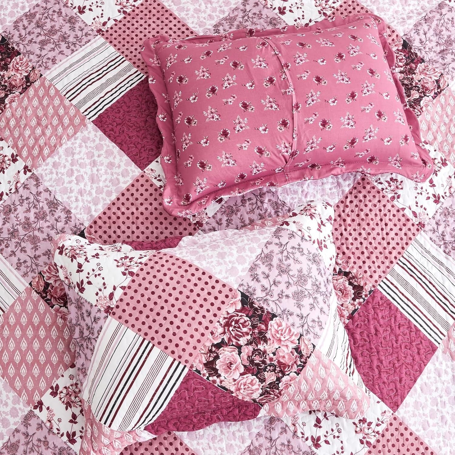 Elegant King Size Floral Pattern Bedspread - Lightweight, Reversible 3-Piece Set