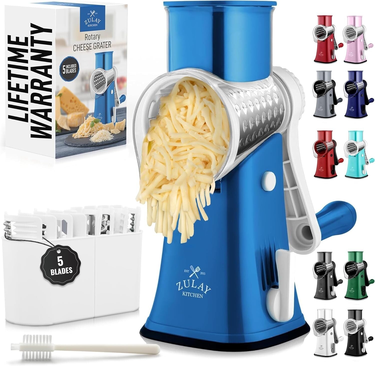 Heavenly Blue Rotary Vegetable Chopper - 5 Interchangeable Blades, Easy to Use