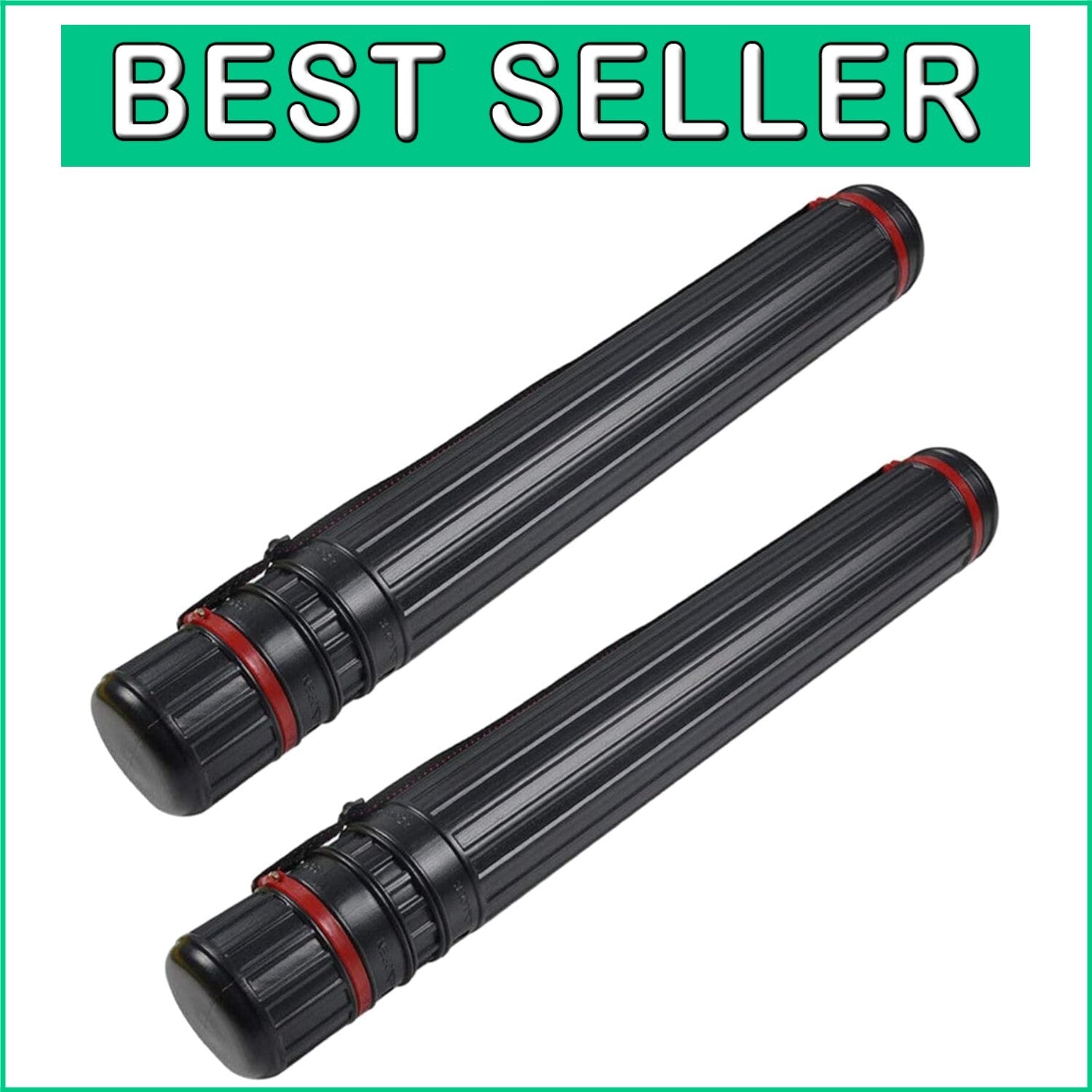 XL Set of 2 Telescoping Poster Tubes - Waterproof and Lightweight Black Design