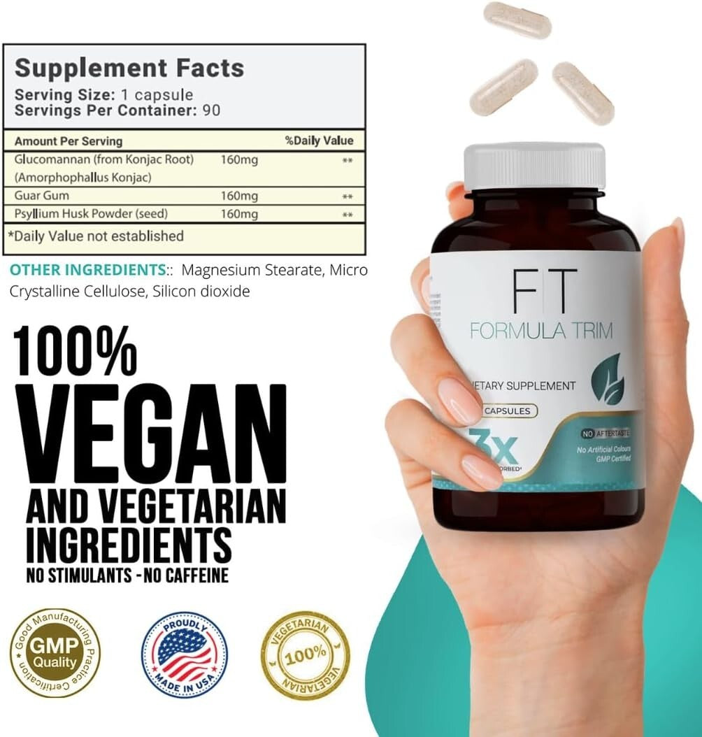 Natural Appetite Support for Women - Vegan Glucomannan Capsules, 30-Day Supply