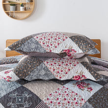 Load image into Gallery viewer, All-Season Grey King Quilt Set - Lightweight Floral Bedspread with Pillow Cases
