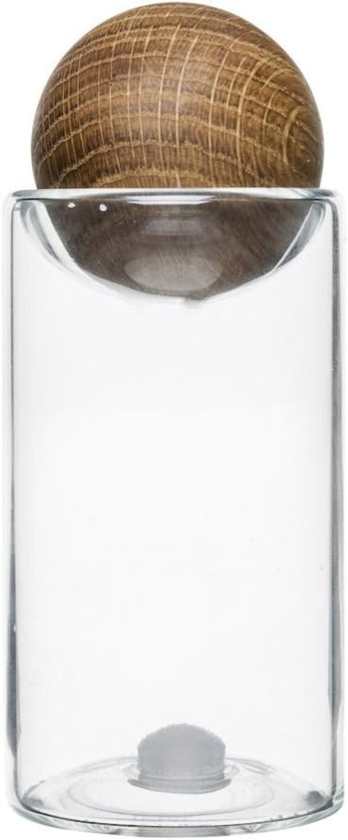 Decorative 4.5-Inch Glass Salt & Pepper Set with Oak Stoppers - Perfect Gift