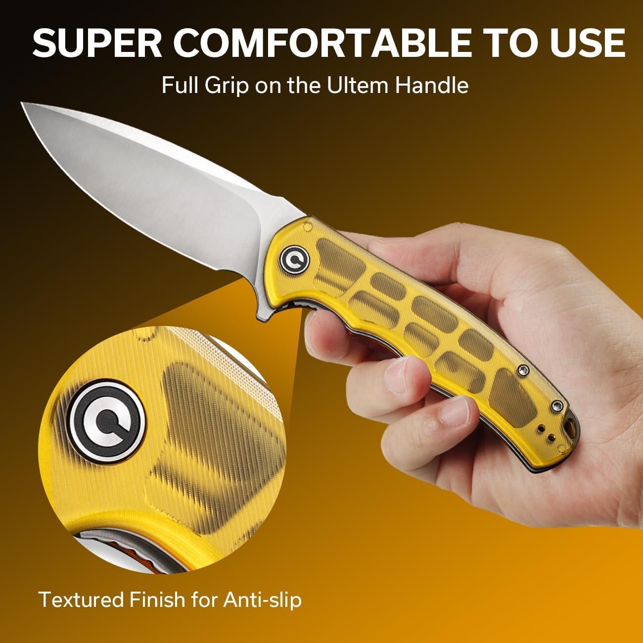 Durable Amber Ultem Handle Pocket Knife - 3.75" EDC Blade, Ideal for Outdoor Use