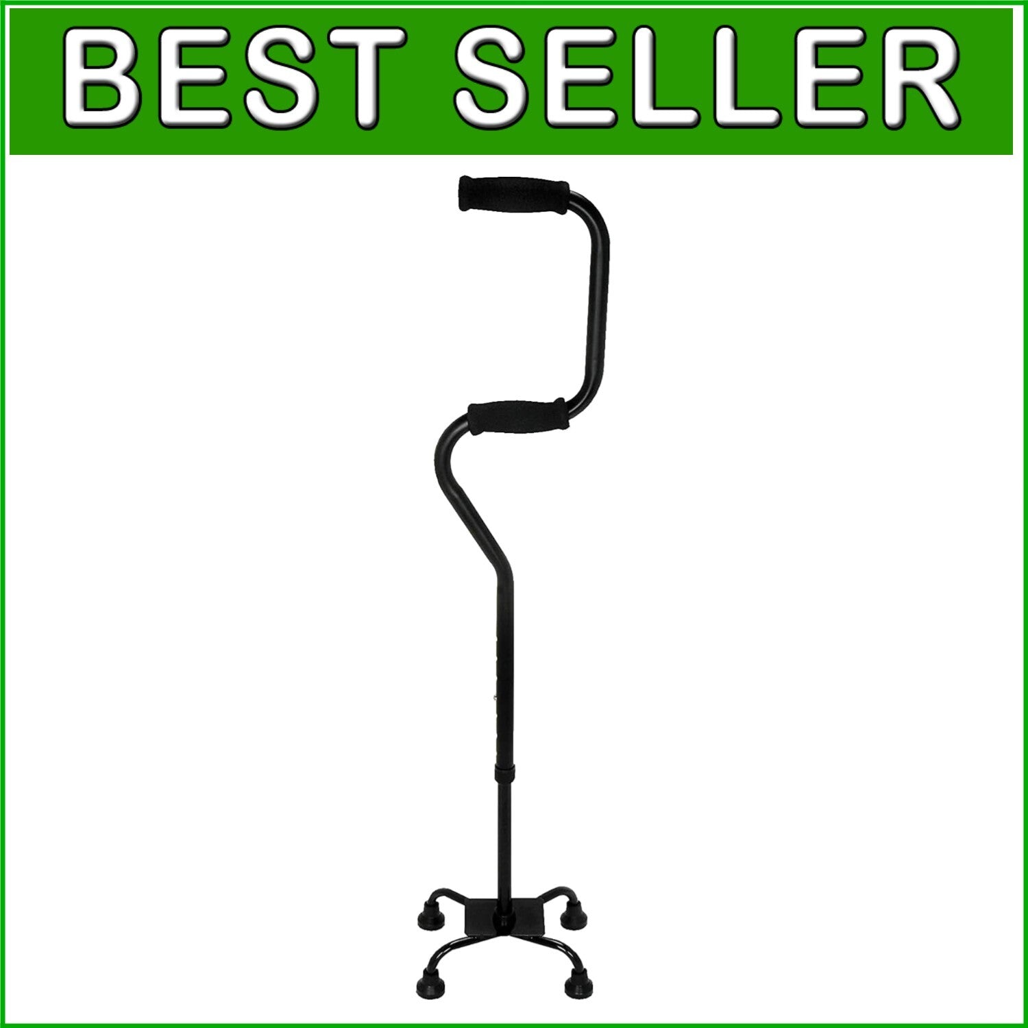 Durable Quad Walking Cane with Foam Handles for Enhanced Stability & Comfort
