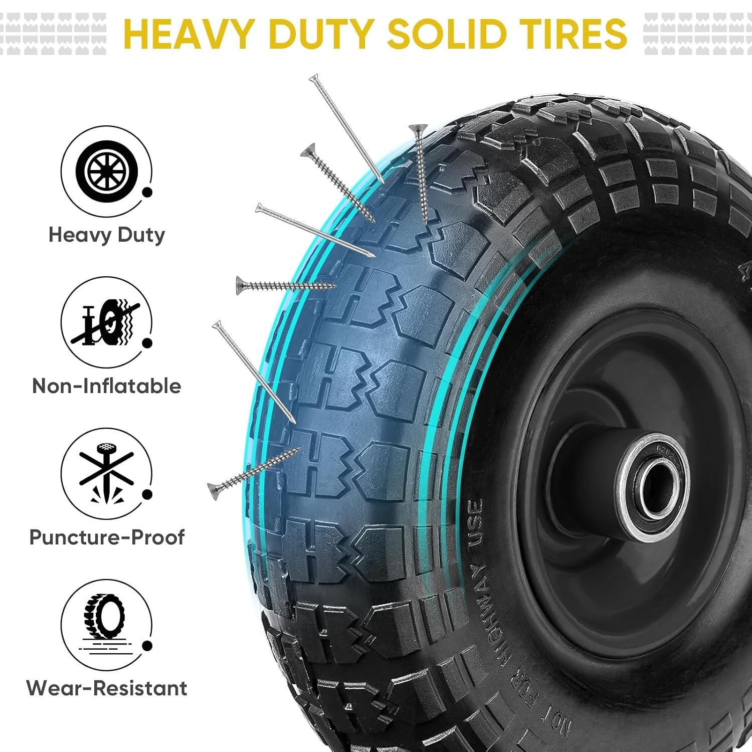 Durable 13" Flat-Free Tires for Dollies & Garden Carts - Heavy Duty Performance