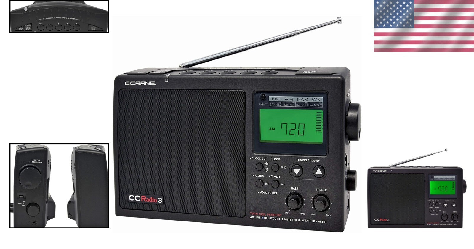 C. Crane CCRadio 3: Long-Range AM/FM Bluetooth Portable Radio with NOAA Alert