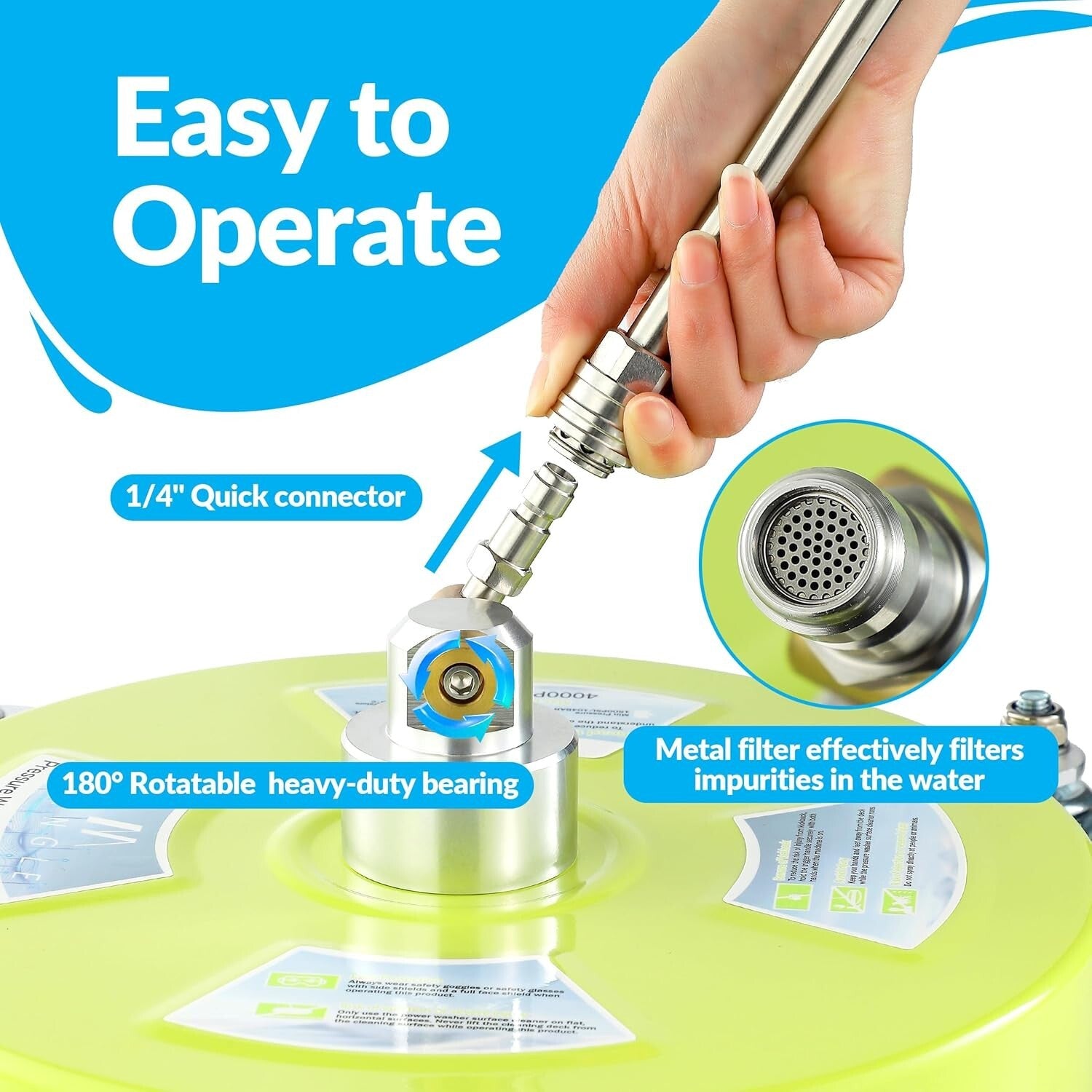 High Efficiency 14'' Surface Cleaner for Pressure Washers - 4000 PSI Compatible