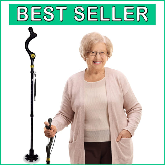 Ergonomic Folding Walking Cane for Seniors - Adjustable Height 40-49 Inches