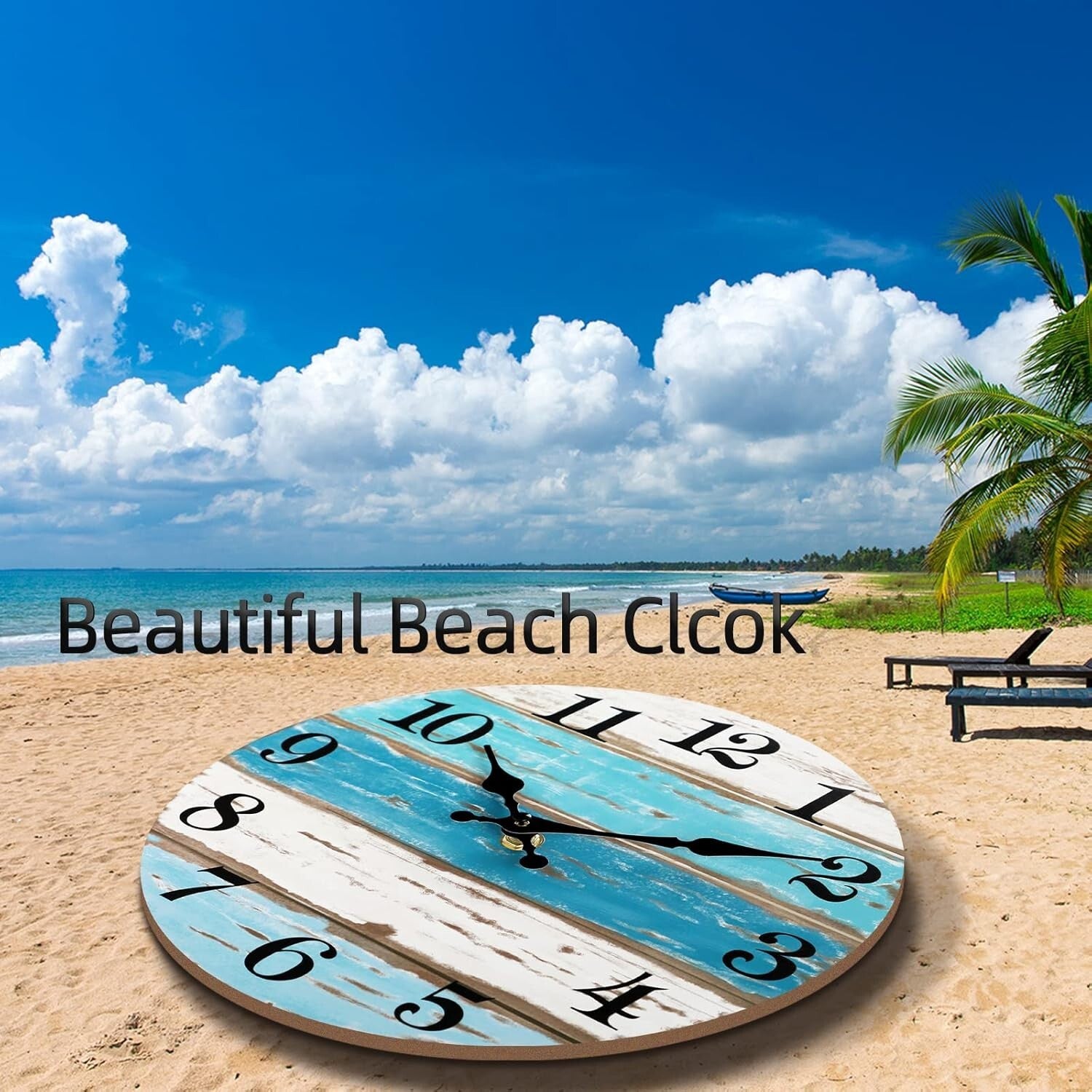 Elegant 16 Inch Analog Wall Clock - Perfect for Indoor/Outdoor Coastal Settings