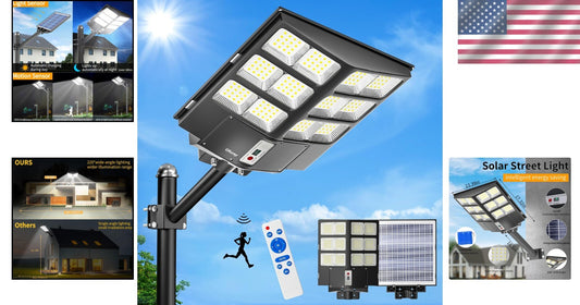 Remote-Controlled 80000LM Solar Floodlight - IP67 Waterproof Outdoor Security