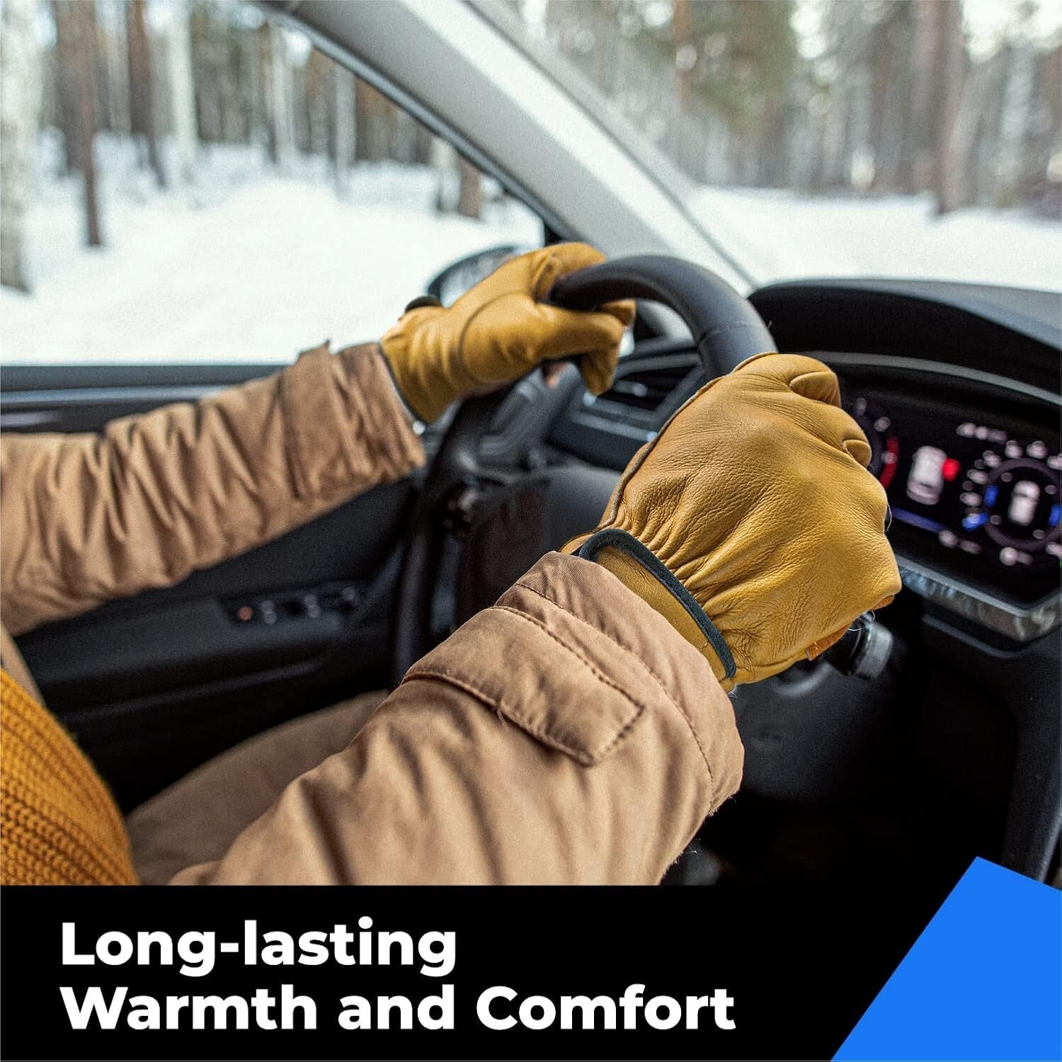 Durable Full Grain Cowhide Winter Work Gloves - Puncture Resistant, Adjustable