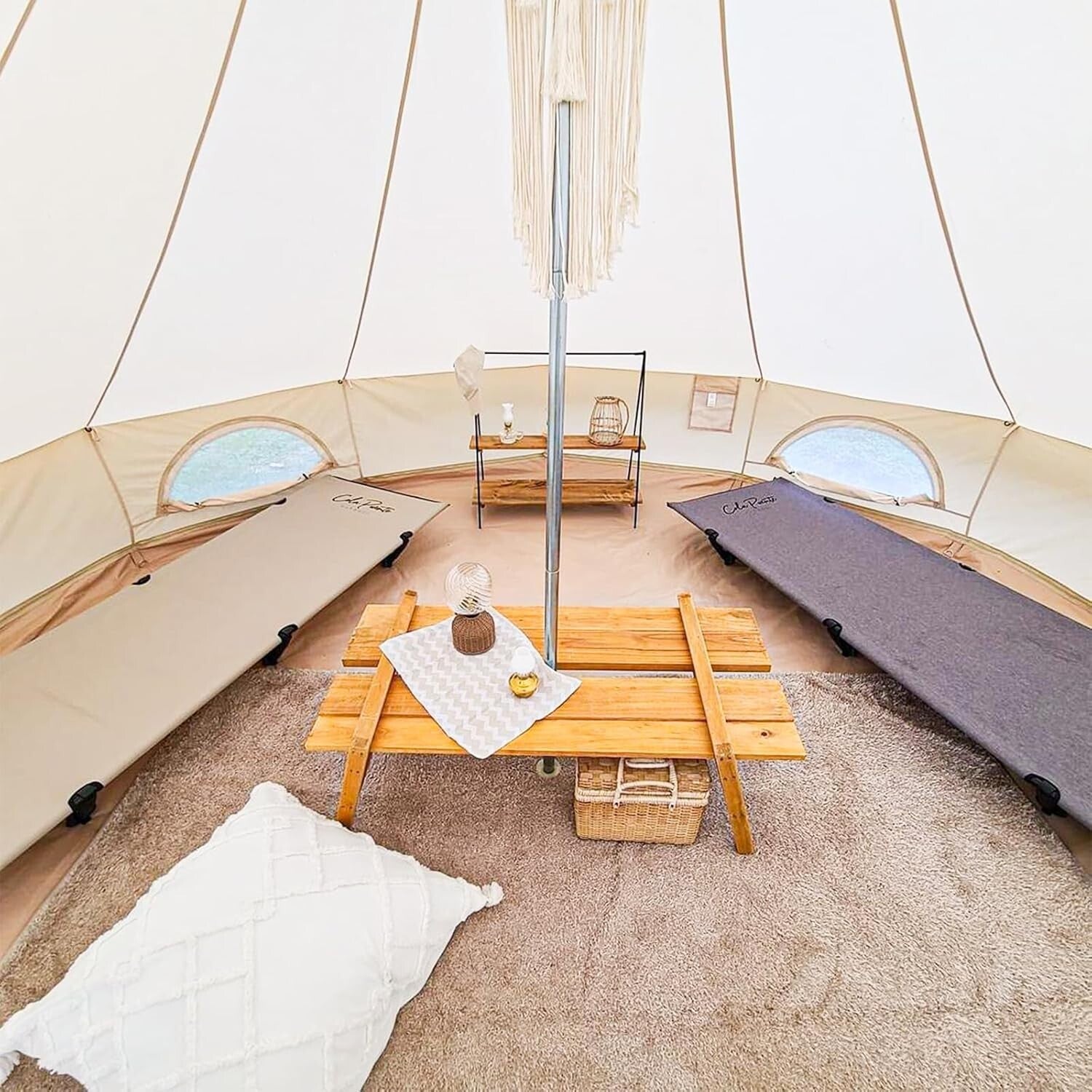 Spacious Waterproof Bell Tent with Stove Jack for Family Camping Adventures