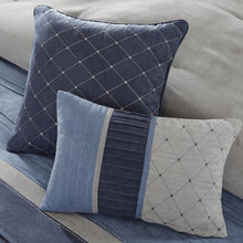 Load image into Gallery viewer, Cozy 7-Piece Queen Comforter Set - Modern Geometric Design in Collins Blue/Grey