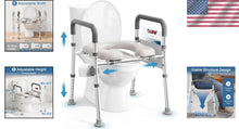Load image into Gallery viewer, Elevated Toilet Seat Riser with Non-Slip Grip and Padded Armrests for Seniors