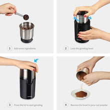 Load image into Gallery viewer, Versatile Electric Coffee &amp; Spice Grinder with 2 Removable Stainless Steel Bowls